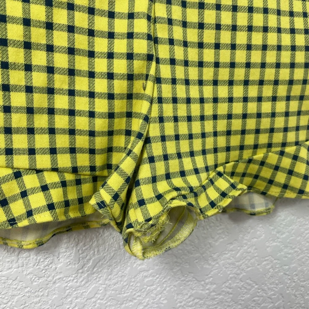Zara Yellow / Black Check Ruffle High Rise Shorts - Picture 7 of 10